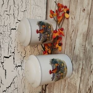 Matching Ceramic Rooster Salt and Pepper Shakers Set